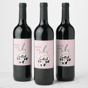 love cocktail monogram valentines wine bottle labe wine label
