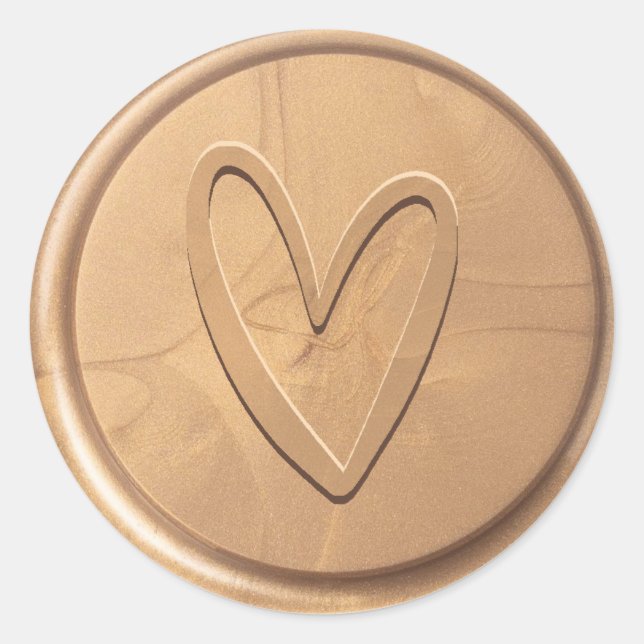 Love Coeur Antique Sticker de cire Or (Devant)
