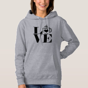 Love Coffee Cup Heart Coffee Lover Hoodie