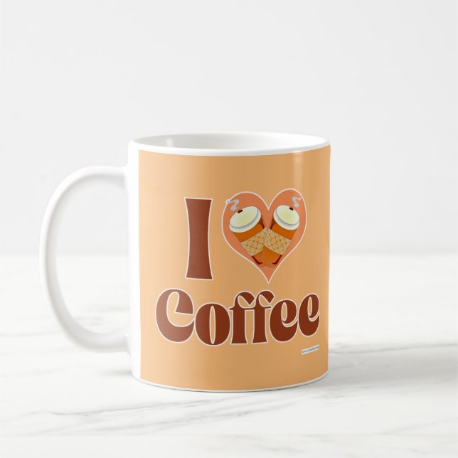 Love Coffee Fun Heart Design Motto Coffee Mug (Left)