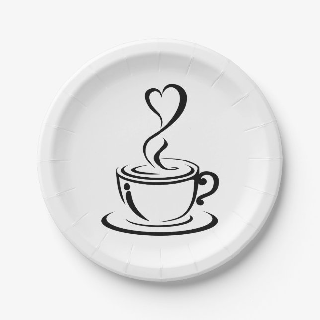 Love Coffee Paper Plate (Front)