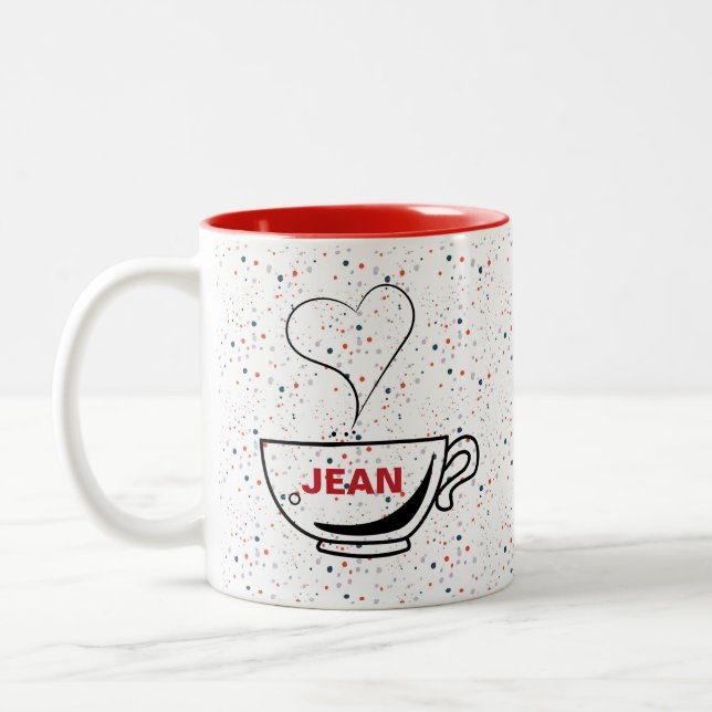 Love Coffee Personalized Two-Tone Coffee Mug (Left)