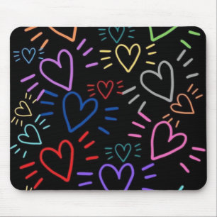 Love Colored Hearts Mouse Pad