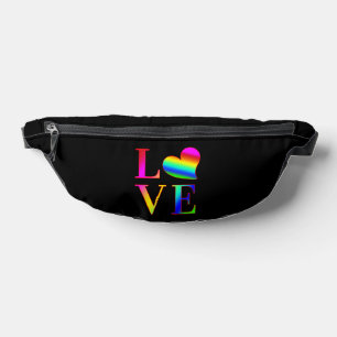 LOVE COLORFUL TYPOGRAPHY RAINBOW HEART FANNY PACK