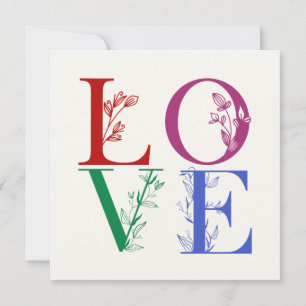 Love - Colourful Botanical Letters  Card
