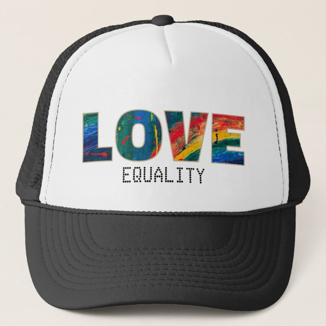 Love Colourful Rainbow LGBTQ+ Name Personalized Trucker Hat (Front)