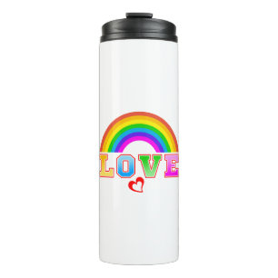 Love Colourful Rainbow Red Heart Thermal Tumbler