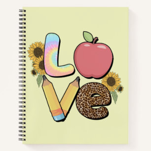 Love - Colourful Teacher Design with Apple & Penci Notebook
