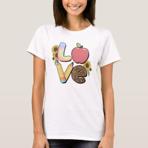 Love - Colourful Teacher Design with Apple & Penci T-Shirt
