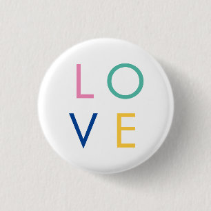 LOVE colourful valentine typography 1 Inch Round Button
