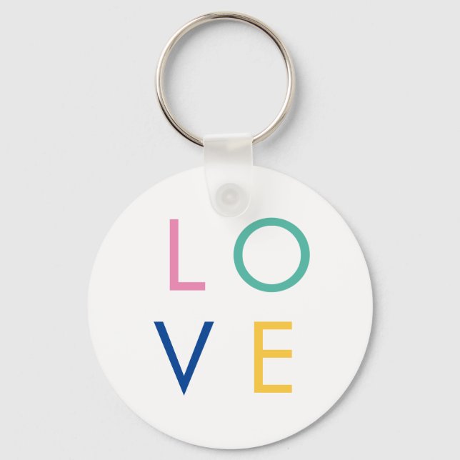 LOVE colourful valentine typography Keychain (Front)