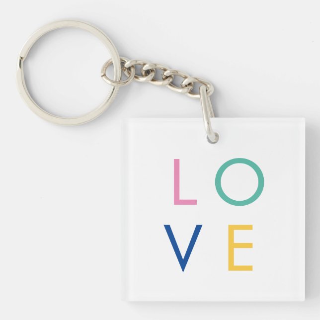 LOVE colourful valentine typography Keychain (Front)
