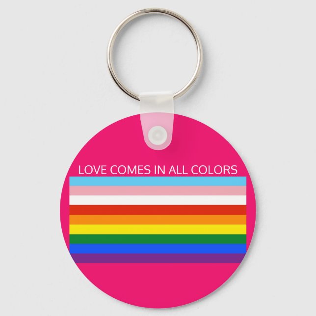 LOVE COMES IN ALL COLORS  BUTTON KEYCHAIN (Front)