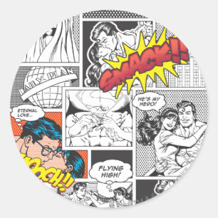 Love Comic Slides Classic Round Sticker