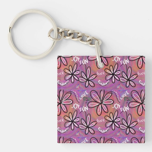 Love Compassion, Joy, Peace For Humanity Keychain (Front)