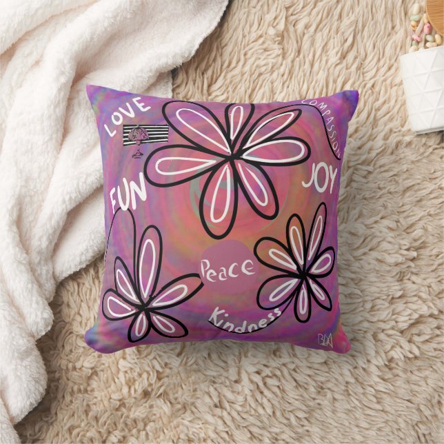 Love Compassion, Joy, Peace For Humanity Throw Pillow (Blanket)