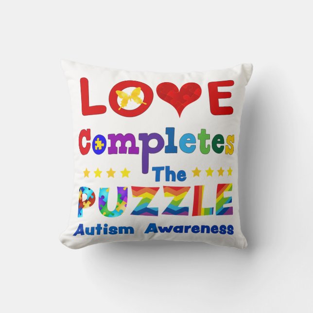 Love Completes the Puzzle Throw Pillow (Front)