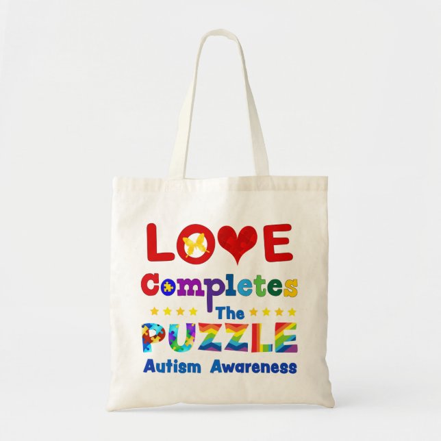 Love Completes the Puzzle Tote Bag (Front)