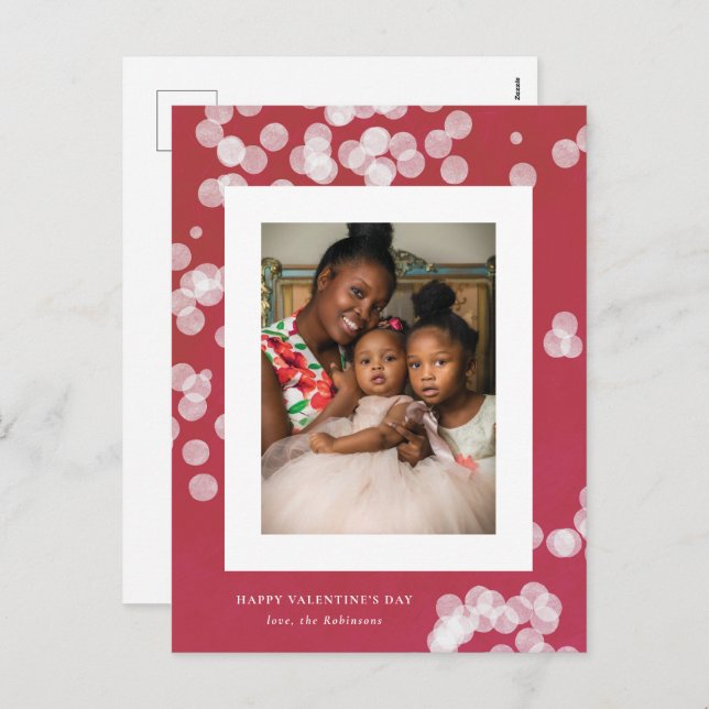 Love Confetti Red Valentine's Day Photo Carte post (Devant / Derrière)