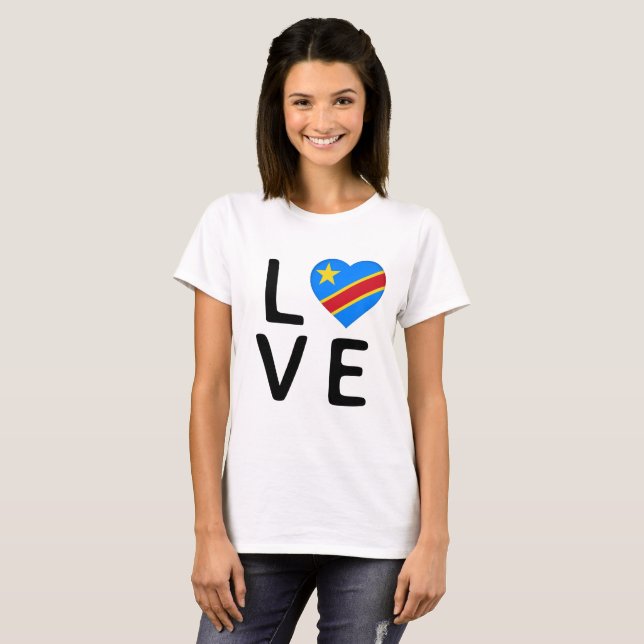 Love - Congo Democratic Republic Flag T-Shirt (Front Full)