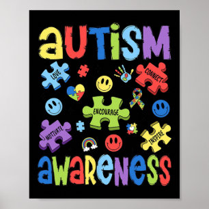 Love Connect Motivale Inspire Autism Awareness Che Poster