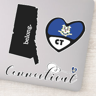 Love Connecticut, 3 Designs, Stickers Die Cut