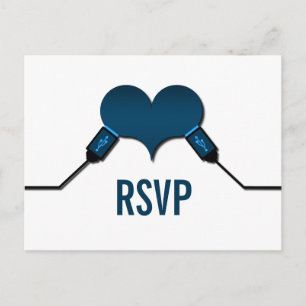 Love Connection USB RSVP Postcard, Blue Invitation Postcard