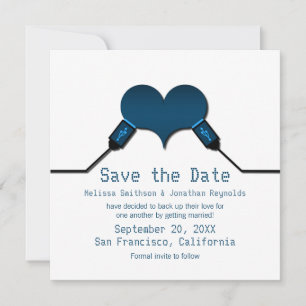 Love Connection USB Save the Date Invite, Blue Invitation
