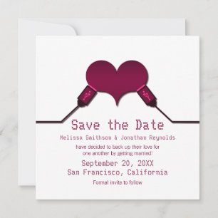 Love Connection USB Save the Date Invite, Fuchsia Invitation