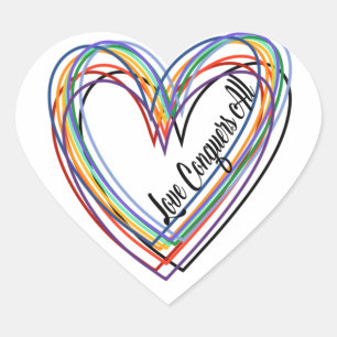 Love Conquers All Colourful Heart Sticker
