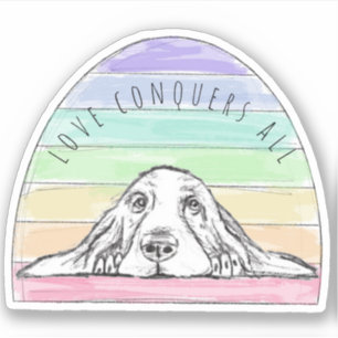 love conquers all dog rainbow basset hound 