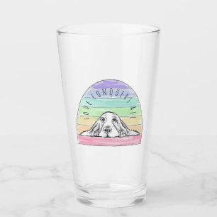 love conquers all dog rainbow basset hound  glass