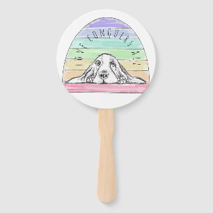 love conquers all dog rainbow basset hound hand fan