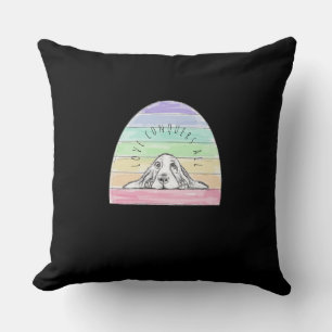 love conquers all dog rainbow basset hound throw pillow