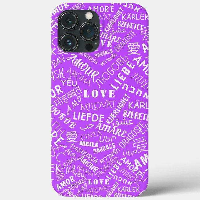 Love coque iphone texte multilingue violet (Verso)