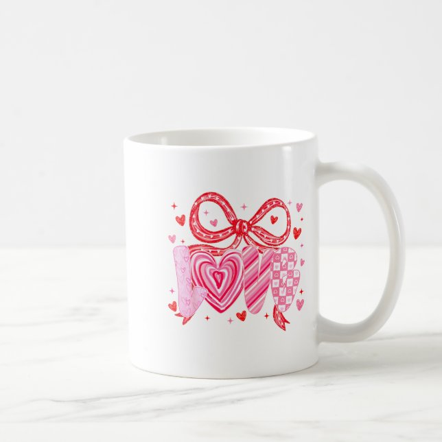 Love Coquette Bow Leopard Hearts Valentine Women G Coffee Mug (Right)