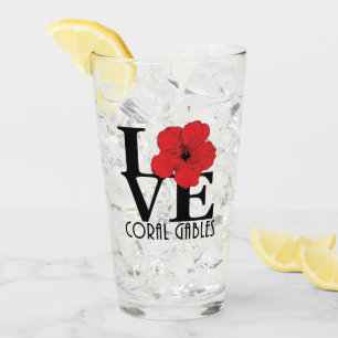 LOVE Coral Gables Red Hibiscus 11oz Glass