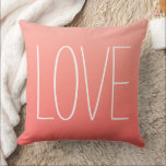 Love Coral Pink Modern Simple Typography Throw Pillow<br><div class="desc">Stylish and chic square accent pillow design features a shades of blush,  coral pink,  and watermelon with "LOVE" text in white.</div>