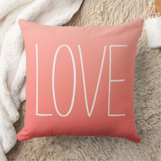 Love Coral Pink Modern Simple Typography Throw Pillow
