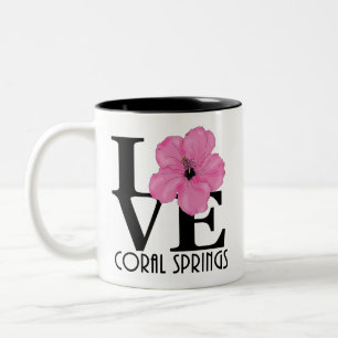 LOVE Coral Springs Pink Hibiscus 11oz Two-Tone Coffee Mug