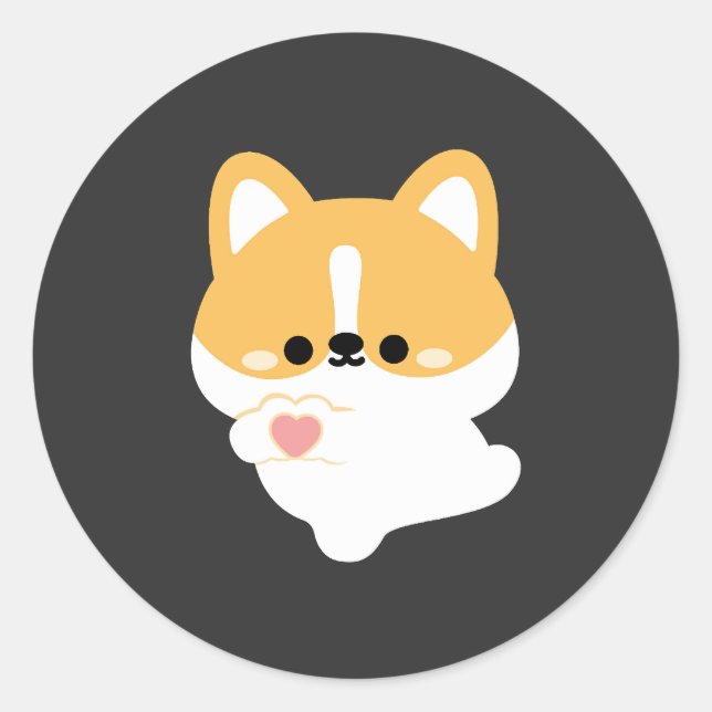 Love Corgi Classic Round Sticker (Front)