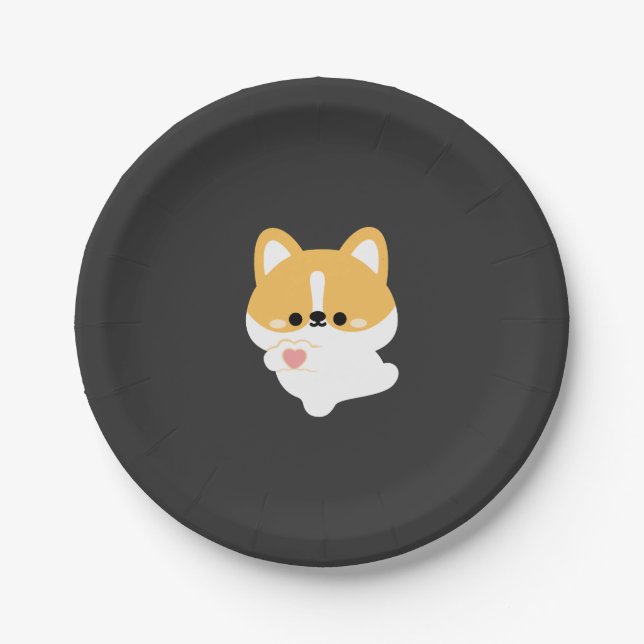 Love Corgi Paper Plate (Front)