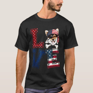 Love Corgi Pirate Face American Flag 4th Of July T T-Shirt