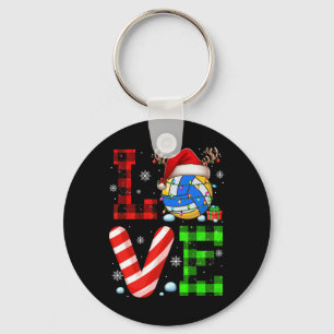 Love Costume Volleyball Xmas Santa Reindeer Funny Keychain