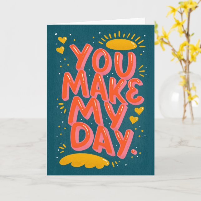 Love Cote Valentines Typographie Carte bleue (Fleur jaune)