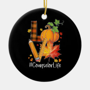LOVE Counsellor Life Fall Leaves Autumn Season Pum Ceramic Ornament