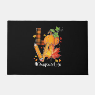 LOVE Counsellor Life Fall Leaves Autumn Season Pum Doormat