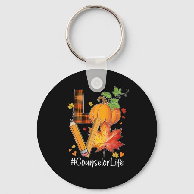 LOVE Counsellor Life Fall Leaves Autumn Season Pum Keychain (Front)