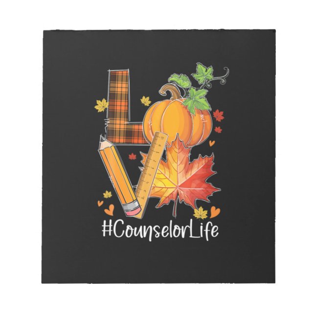 LOVE Counsellor Life Fall Leaves Autumn Season Pum Notepad (Front)