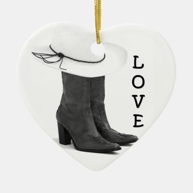 **LOVE COUNTRY AND BOOTS** CHRISTMAS ORNAMENT (Front)